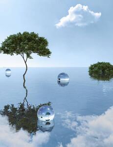 Illusztráció Unreal tree growing in water among, Tatiana Lavrova, (30 x 40 cm)