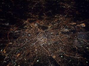 Fotográfia Aerial view of Brussels at night, urbancow