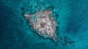 Fotográfia Drone shot of a rocky island, Broome, Australia, Abstract Aerial Art