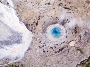 Fotográfia Aerial overhead view of geyser, Geysir, Iceland, Matteo Colombo