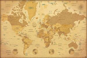 Plakát World Map - ES Vintage, (91.5 x 61 cm)