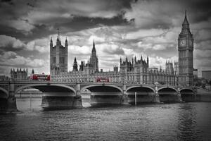 Művészeti fotózás LONDON Westminster Bridge & Red Buses, Melanie Viola, (40 x 26.7 cm)