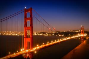 Művészeti fotózás Evening Cityscape of Golden Gate Bridge, Melanie Viola, (40 x 26.7 cm)