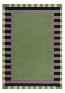 Zöld-lila kézi szövésű gyapjú szőnyeg 160x230 cm Kai Wool Border – Flair Rugs