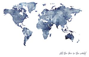 Illusztráció Worldmap blue watercolor, Finlay & Noa, (40 x 30 cm)