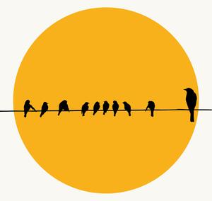 Illusztráció Birds Family, Kubistika, (26.7 x 40 cm)