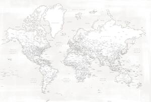 Almost white detailed world map Térképe, Blursbyai, (40 x 26.7 cm)