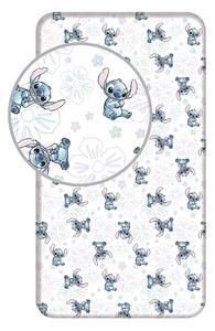 Fehér gumis egyszemélyes pamut gyerek lepedő 90x200 cm Lilo and Stitch "Ohana White" – Jerry Fabrics