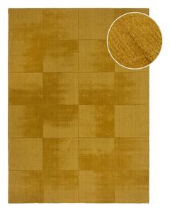 Okkersárga kézi szövésű gyapjú szőnyeg 120x170 cm Demi Check Ombre – Flair Rugs