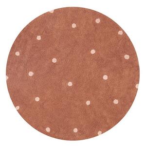 Téglavörös mosható kézi szövésű pamut gyerek szőnyeg ø140 cm Round Dot Chestnut – Lorena Canals