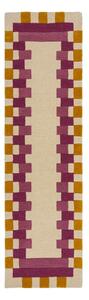 Sárga-rózsaszín kézi szövésű gyapjú futószőnyeg 60x230 cm Kai Wool Border – Flair Rugs