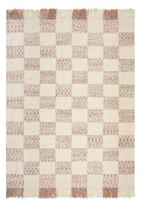 Krémszínű-natúr színű kézi szövésű gyapjúkeverék szőnyeg 200x300 cm Eric Checkboard – Flair Rugs