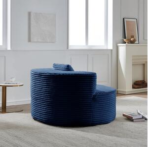 Hmluxury kék kordbársony habfotel, váz nélküli, vákuumcsomagolt, 112 cm