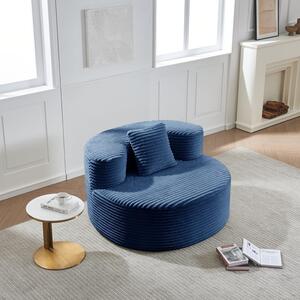 Hmluxury kék kordbársony habfotel, váz nélküli, vákuumcsomagolt, 112 cm