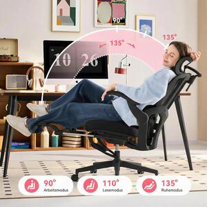 MUSSO E80 Air ergonomikus forgószék deréktámasszal, lábtartóval, fekete