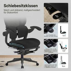MUSSO E80 Air ergonomikus forgószék deréktámasszal, lábtartóval, fekete
