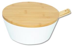 Kesper 32620 Salátástál evőeszközzel és fedővel,fehér, átmérő 26 cm