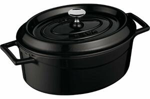 LAVA Metal Öntöttvas ovális edény fekete, 4,8 l,átmérő 29 cm