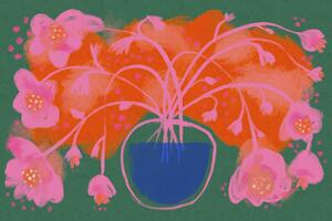 Illusztráció Pink Flower Bouquet, Treechild, (40 x 26.7 cm)