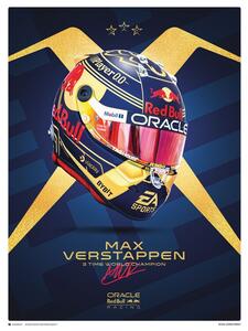 Művészeti nyomat Max Verstappen - Helmet World Champion 2023, (30 x 40 cm)