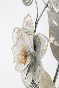 Aranyozott virágos fém fali dekoráció, levelekkel, törtfehér - ABRICOTIER