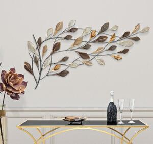 Tölcsér alakú leveles fém fali dekoráció, nagy, barna - BRISE