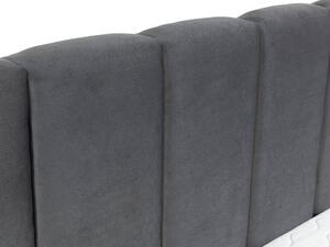 Franciaágy 160 cm Leskana (sötétszürke) (ágyráccsal) (tárolóhellyel)
