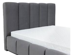 Franciaágy 160 cm Leskana (sötétszürke) (ágyráccsal) (tárolóhellyel)