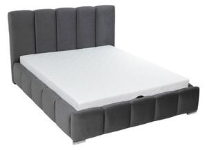 Franciaágy 160 cm Leskana (sötétszürke) (ágyráccsal) (tárolóhellyel)