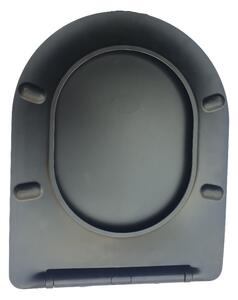 Viva FEKETE BRILLA SLIM XL WC ülőke - duroplast - lecsapódásgátlós - levehető klikk - 46 x 36,5 cm