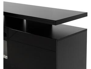 TV szekrény kandallóval Anaceta (grafit + fényes grafit) (LED világítással)