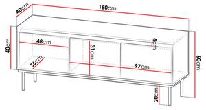 TV szekrény Gelean 3D (fehér + arany)