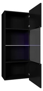 Függesztett vitrin Brolani BR11 (fekete + fényes fekete) (fehér LED világítás)