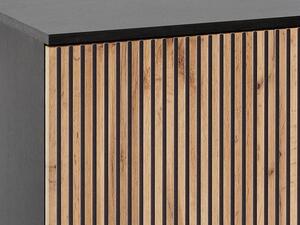 Vitrin Dernas db.Z154 (fekete grafit + wotan tölgy) (sárga LED világítással)