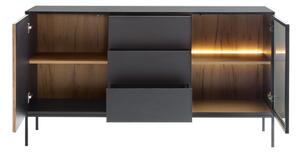 Vitrin Dernas db.Z154 (fekete grafit + wotan tölgy) (sárga LED világítással)