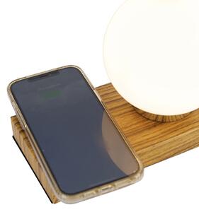 Asztali lámpa natúr érintéssel és indukciós töltővel - Janneke