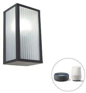 Intelligens kültéri fali lámpa fekete bordás üveggel, WiFi A60 - Charlois