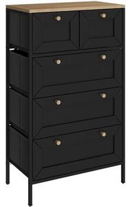 Vicco Belaro 5 fiókos komód – fekete, 56 × 30 × 95 cm