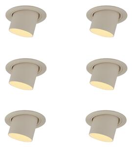 6 darabos süllyesztett spotlámpa szett bézs GU10 50mm kerek forgatható és dönthető - Installa
