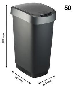 Fekete-ezüstszínű műanyag szemetes 50 l Twist – Rotho