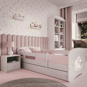 Babydreams gyerekágy lovas dizájnnal, méret: 160x80, szín: fehér, matraccal, ágyneműtartóval