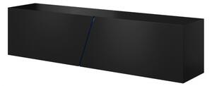 Slant 160 cm-es TV szekrény, fekete/fekete, tetszőleges színű LED hangulatvilágítással
