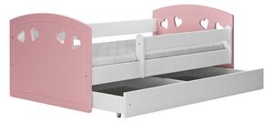 Julia gyerekágy, méret: 140x80, szín: rózsaszín, matrac nélkül, ágyneműtartó fiókkal