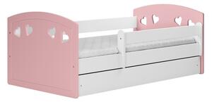 Julia gyerekágy, méret: 160x80, szín: rózsaszín, matrac nélkül, ágyneműtartó fiókkal