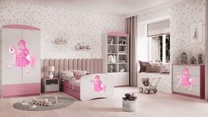Babydreams gyerekágy hercegnő lovon dizájnnal, méret: 160x80, szín: rózsaszín, matrac nélkül, ágyneműtartóval