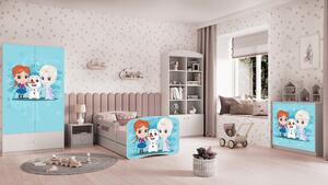 Babydreams gyerekágy Jégvarázs dizájnnal, méret: 160x80, szín: fehér, matrac nélkül, ágyneműtartóval