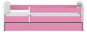 Babydreams gyerekágy szafari dizájnnal, méret: 140x70, szín: rózsaszín, matraccal, ágyneműtartóval