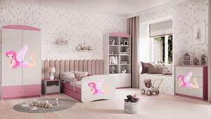 Babydreams gyerekágy fekvő tündér dizájnnal, méret: 160x80, szín: rózsaszín, matraccal, ágyneműtartóval
