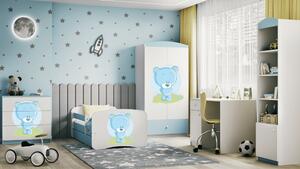 Babydreams gyerekágy kék macis dizájnnal, méret: 160x80, szín: világoskék, matrac nélkül, ágyneműtartóval
