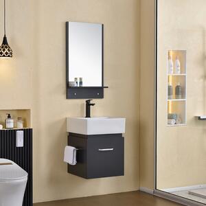 HD Capri Antracit 45 komplett fürdőszoba bútor fali mosdószekrénnyel, kerámia mosdóval és tükörrel